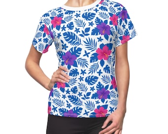 Floral Print Women's Tee: Midnight Tropic Summer Top
