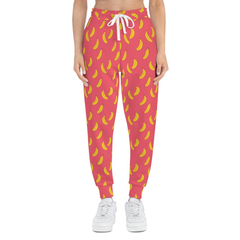 Banana Print Athletic Joggers: Comfy Fruit Patterned Sweatpants image 1