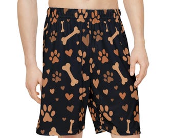 Paws & Bones Men's Athletic Shorts: Dog Lover Gym Bottoms