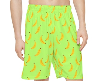 Banana Print Men's Sports Shorts: Tropical Gym Workout Wear