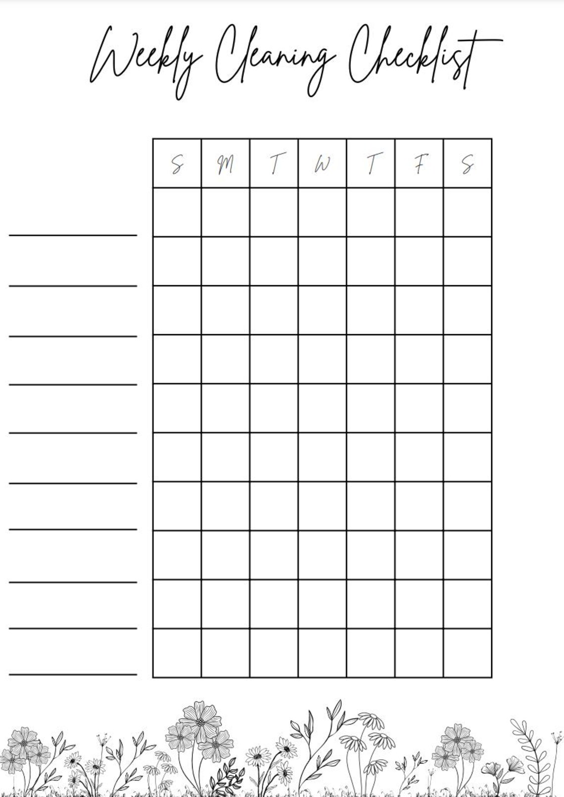 Weekly Cleaning Checklist Template - Etsy