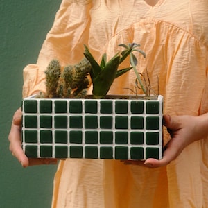 Handmade Mosaic Planter, Colorful Ceramic Tile Plant Pot, Eclectic Succulent Planter
