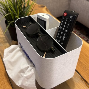 Organizador de sala de estar con ranura para servilletas y soporte para control remoto: caja de almacenamiento minimalista impresa en 3D