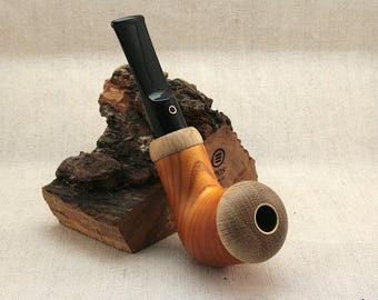 Handgjord dubbel Calabash-pipa med kolfiltrering - ett tillbehör till tobak och örter i trä tillverkat av Epos