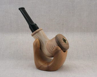 Kolfiltrerad dubbel Calabash-pipa - handgjord tobaks- och örttillbehör i trä tillverkad av Epos