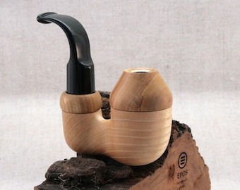 Charcoal filtered, Full Bent Double Calabash Pipe - handmade wooden tobacco and herb accessory crafted by Epos