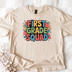 First Grade Squad Shirt,  Back to School Kids Tee, First Day of School Shirt, Kindergarten Shirts, Students Shirt, Teacher Shirt