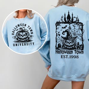 Halloweentown 1998-sweater, 2-zijdig Halloweentown University-sweater, Halloweentown-sweater, Halloween University-sweater