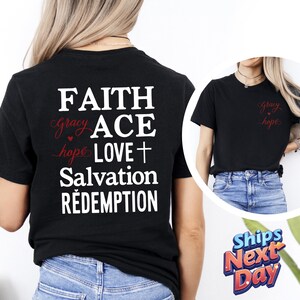 Comfort Colors® Faith Gracy Hope Ace Love Salvation Redemption Shirt, Jesus Tee, Christian Easter Shirt, Religious Shirt, Bible Verse Shirt