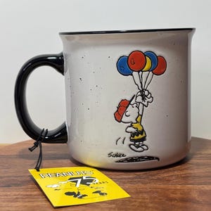 Peanuts Everything Seems Fine Balloons Gibson Homewares 21 Oz 75 Years Anniversary Ceramic Stoneware Coffee Tea Mug Gift