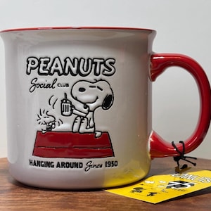 Peanuts Social Club Gibson Homewares 21 Oz 75 Years Anniversary Ceramic Stoneware Coffee Tea Mug Gift