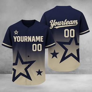 Custom Baseball Jersey with Stars – Personalized Gradient Team Shirt for Men