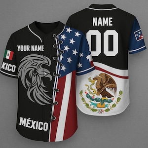 Custom USA Mexico Baseball Jersey - Half Flag Eagle Shirt with Name & Number