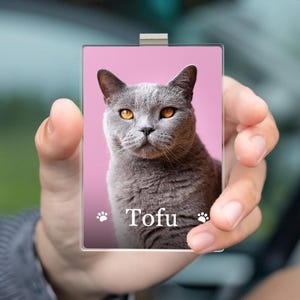 Benutzerdefinierte Haustier Foto Auto Visierclip - Personalisiertes Haustier Erinnerungsfoto Clip für Hunde- und Katzenliebhaber - Geburtstagsgeschenk für Hund Mama Papa
