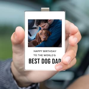 Benutzerdefinierte Haustier Foto Auto Visierclip - Personalisiertes Haustier Erinnerungsfoto Clip für Hunde- und Katzenliebhaber - Geburtstagsgeschenk für Hund Mama Papa