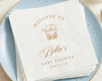 Aangepaste babyshowerservetten met naam, gepersonaliseerde servetten babyjongen en meisje, aangepaste cocktailservetten voor babyshower, strooi, feestdecor