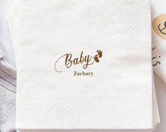 Servilletas personalizadas para baby shower con nombre, servilletas personalizadas para niño y niña, servilletas de cóctel personalizadas para baby shower, decoración para fiestas.