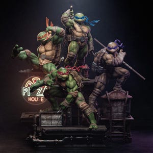 TMNT Diorama - Ninja Turtles - 35cm figure/Statue ,Sla/3D Printed ,Painted