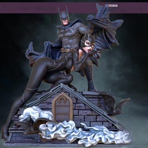 Catwoman NSFW and Btmn  - DC Comics  - 45 cm/ figure/Statue ,Pla/Sla/3D Printed ,Painted ,action figures