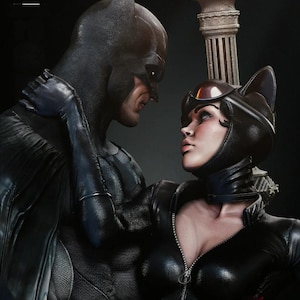 Btmn AND Catwoman Diorama - DC Comics  - 45 cm/ figure/Statue ,Pla/Sla/3D Printed ,Painted ,action figures