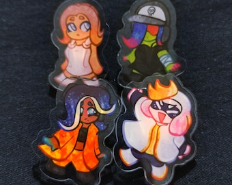 Splatoon Side Order Acrylic Pins // Dedf1sh, Acht, Pearl, Marina, Agent 8