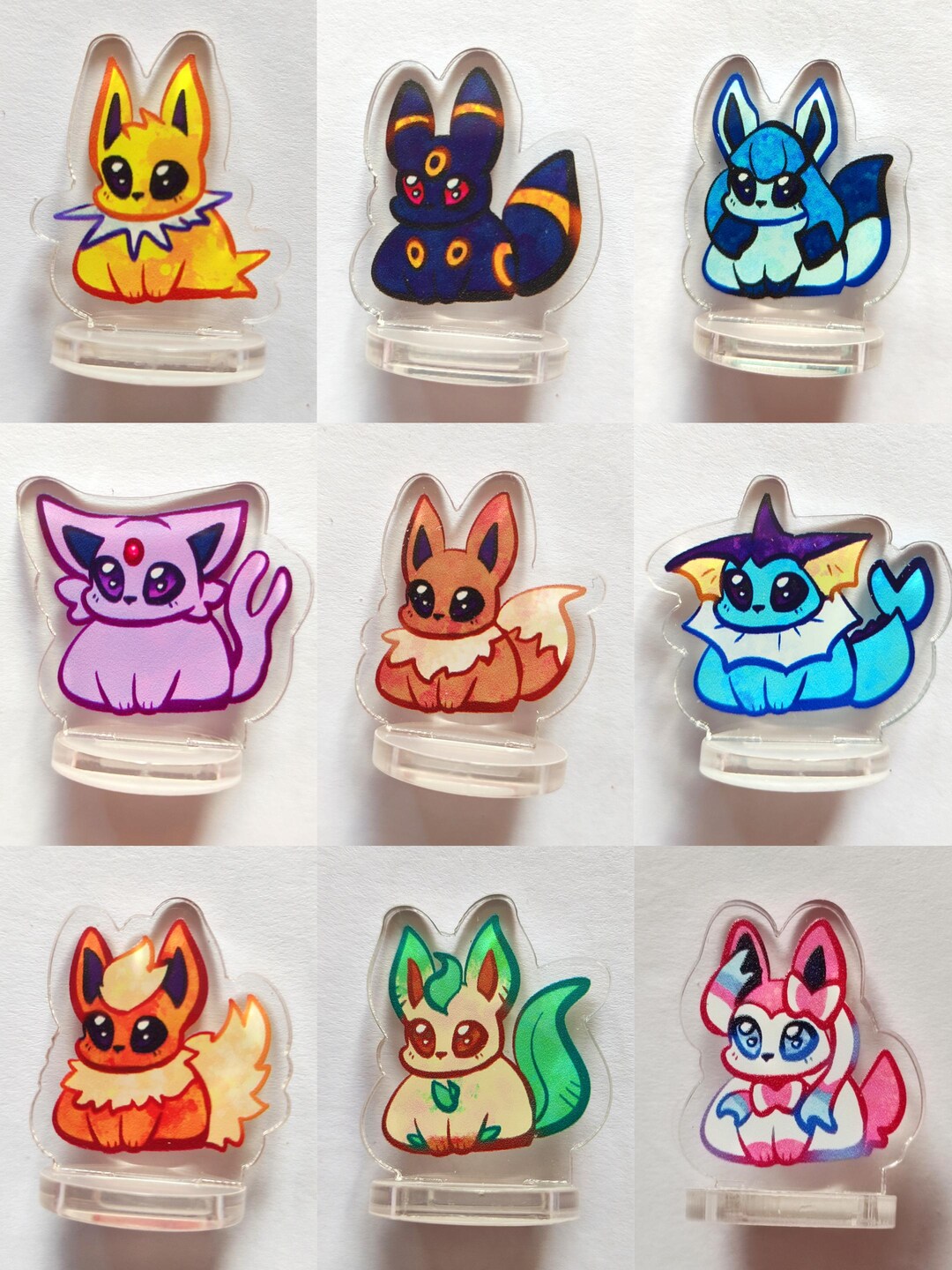 Color Standee Mini Pokemon Eeveelutions Mini Standees // Eevee, Jolteon, Flareon, Vaporeon ...