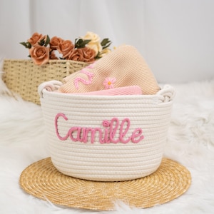 Personalisierter Babykorb, Babyparty-Geschenkkorb, Seil-Baumwollbaby-Geschenkkorb, Baby-Geschenkkorb, Spielzeugkorb, Neugeborenen Geschenk, Babynamengeschenk