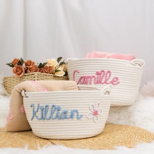 Personalisierter Babykorb | Seil Baumwolle Baby Geschenkkorb | Baby-Geschenk-Korb | Neugeborenen Geschenk | Baby-Dusche-Geschenk | Spielzeug Organizer | Kinderzimmer Geschenk
