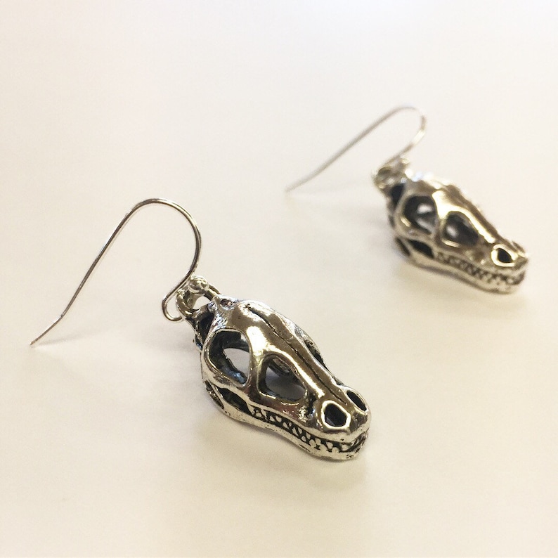 Holiday Jewelry Silver Animal Skull Halloween Earrings