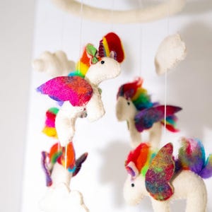 Unicorn Baby Mobile – Handmade Felt Nursery Decor, Magical Unicorn and Cloud Mobile, Baby Shower Gift, Crib Mobile, New Baby Gift