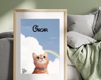 Cartoon Pet Portrait from Photo, Framed Print or Digital Download, Dog Cartoon Portrait Cat, Personalized Pet Lover Gift Wall Art, AI