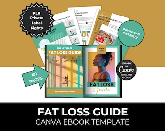 Fat Loss Guide for Coaches: 101-Page Canva Template (Digital), Weight Loss Ebook, Nutrition Guide, 12 Week Workout Plan, Track Calories