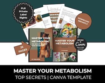 Canva-sjabloon e-boek metabolisme: PLR-wellnessgids (digitale download), voedingsgids, gewichtsverlies