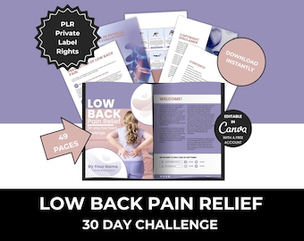 Low Back Pain Relief Ebook: 30-Day Challenge Canva Template (PLR)