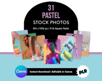 Pastel Fitness Stock Photos Bundle, Wellness Branding Bilder (Digitaler Download)