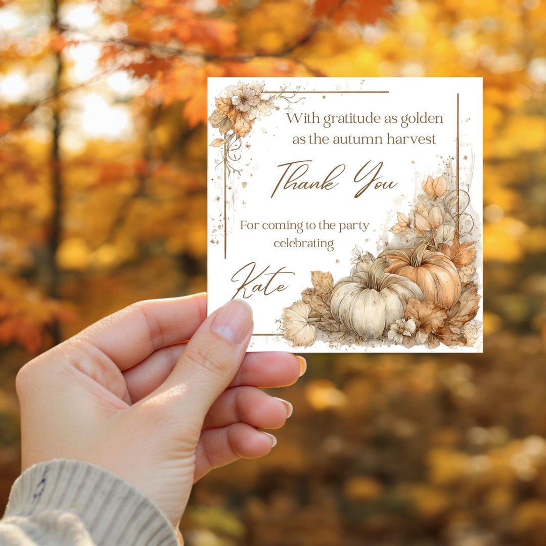Autumn Harvest Thank You Card Template, Editable Printable Fall Party ...