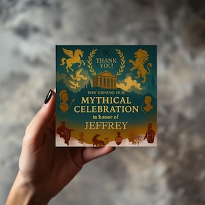 Greek Mythology Thank You Cards | Printable Mythical Celebration Cards | Editable Digital Download, Ancient Greece Event Celebration