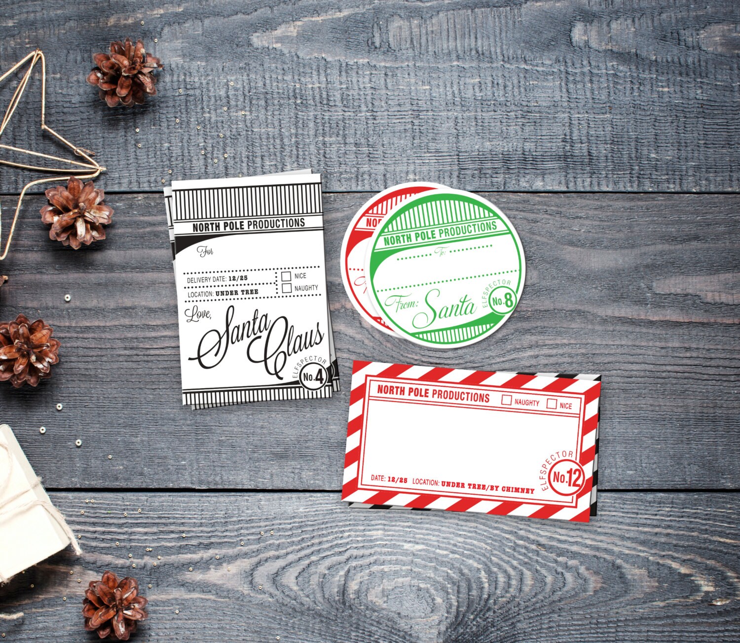 Printable tags -Elfspector trio - North Pole - Instant Download