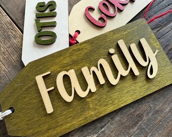 Extra Large Custom Wood Name Tag, Personalized Christmas Ornament, Stocking Tag