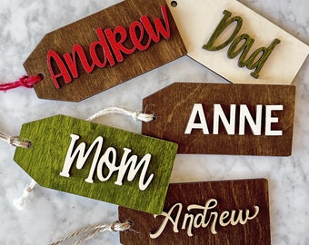 Medium Custom Wood Name Tags, Stocking Tags
