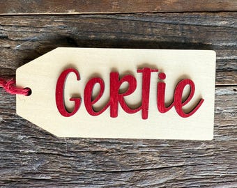 Large Custom Wood Name Tags, Stocking Tags