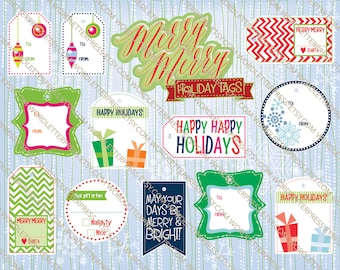 Download and Print Tags - Retro Holiday
