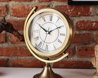 Coral Japanese Vintage Musical Alarm Bedside Travel Clock - Gold