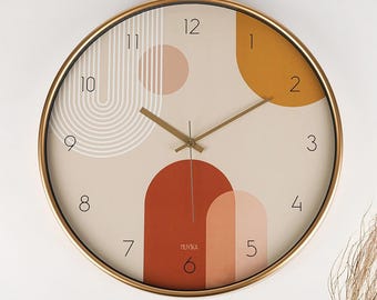 Modern Silent Wall Clock: Real Glass, Quiet Home Office Decor (42cm)