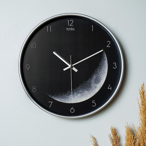 Orologio da parete moderno silenzioso: design con fasi lunari, 30