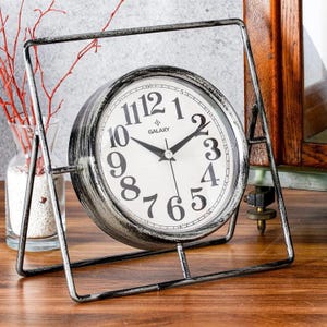 Muyika Metallo 3 Color Metal Table Clock | 24cm Silent Mechanism | Retro Desk Clock | Industrial Modern Home Decor | Minimalist Style | Gift