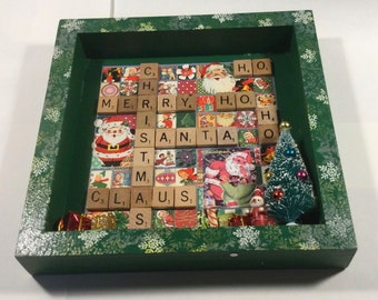 Santa Word Tile Game Board Collage