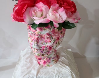 Flowers on my mind- Floral and fabric art piece
