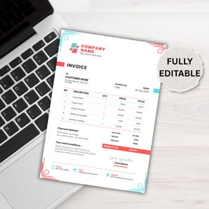 Modello di fattura modificabile e stampabile per piccole imprese / Modulo di fattura Canva personalizzato, modello di fatturazione vuoto / Modello di fattura Canva