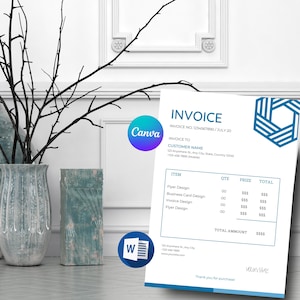 Invoice Template Editable, Small Business Custom Order Form Printable, Invoice Form, Modern Invoice, Instant Download